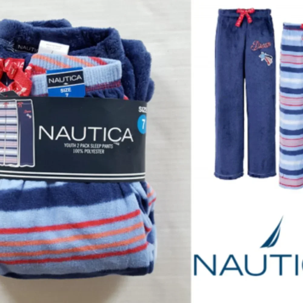 Nautica Girl's 2-Pack Plush Lounge Pants Navy/Blue